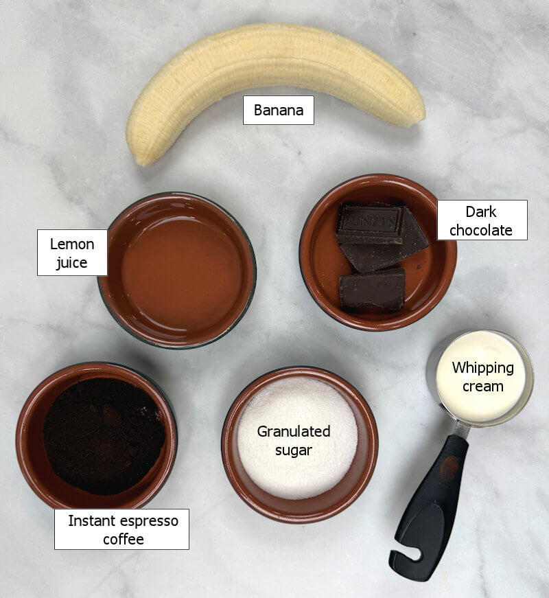 Ingredients to make Chocolate Banana Mousse