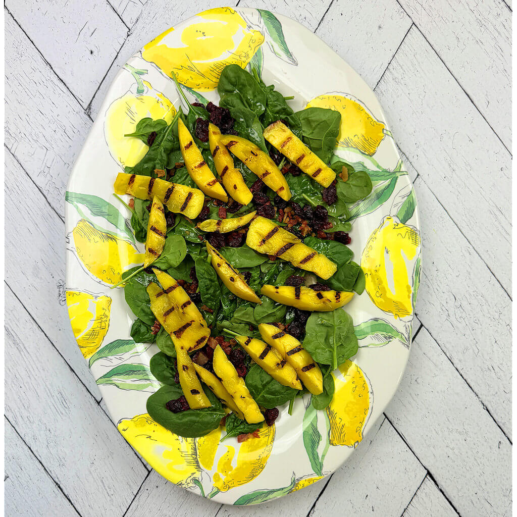 Grilled Mango, Spinach Salad with Cranberries