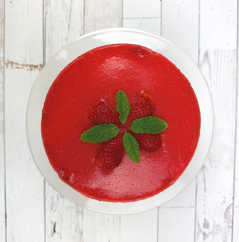 Top view of the No-Bake Strawberry Cheesecake