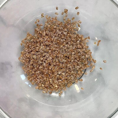 Step 1 - Cook the farro according to the directions of the packaging. This will be around 20 minutes, depending on how chewy or soft you prefer the farro to be.