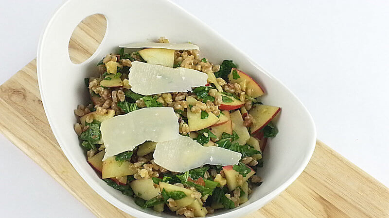 Farro, Baby Kale and Apple salad in a bowl