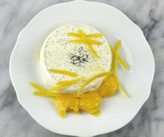 Lemon Panna Cotta with Passion Fruit Curd