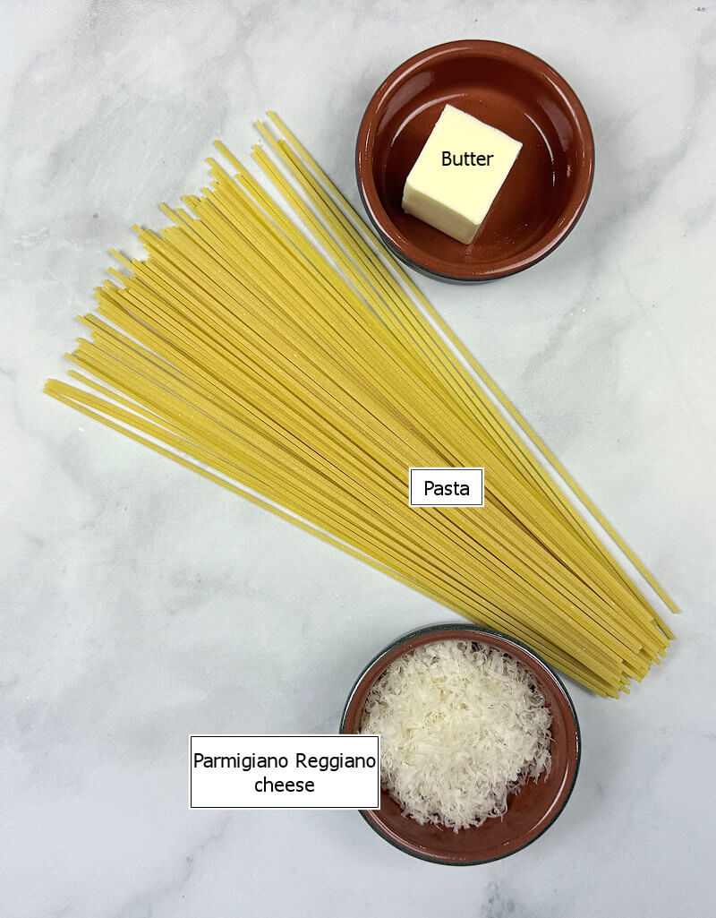Key ingredients to make Pasta with brown butter sauce.