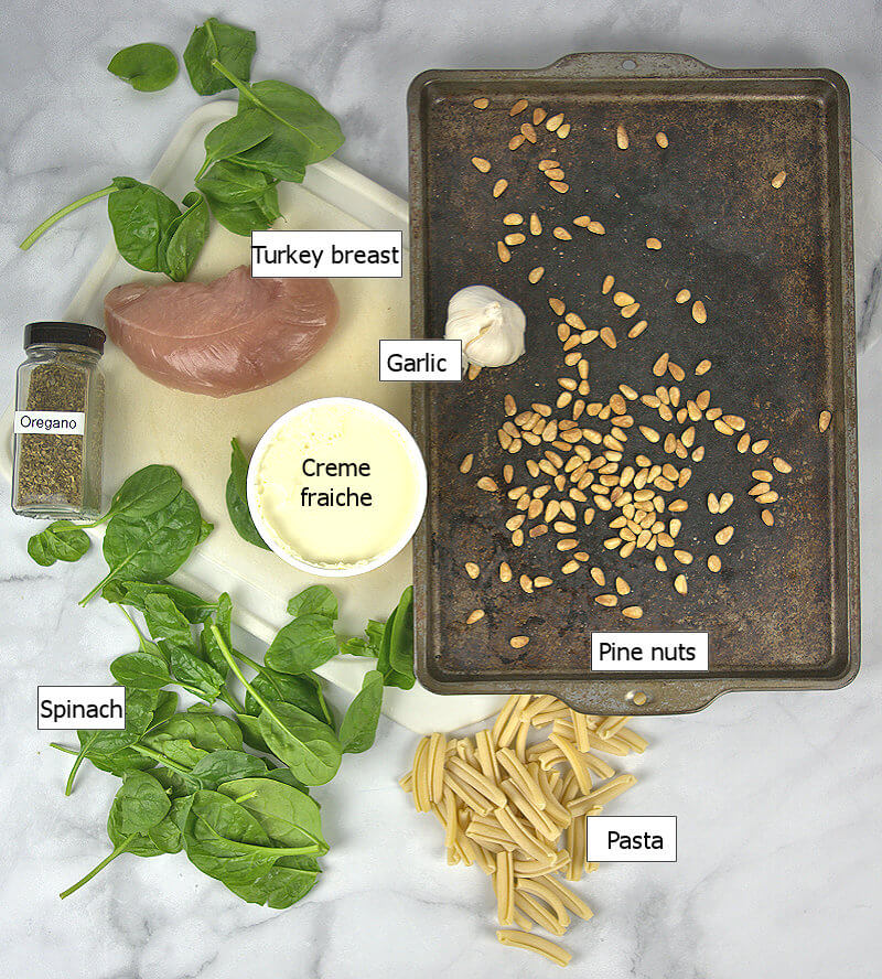 Key ingredient to make Caserecce with Turkey, Creme Fraiche & Spinach