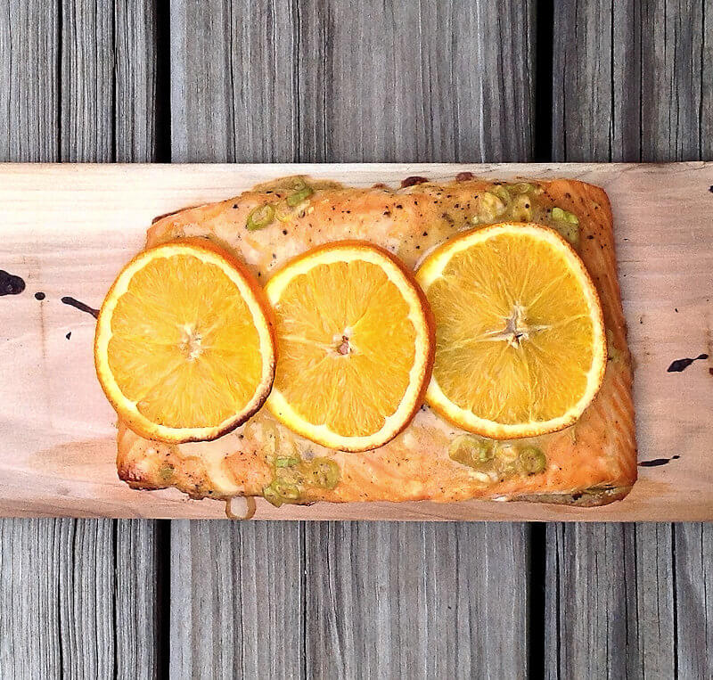 Close-up of Cedar Planked Salmon with Maple Mustard Glaze