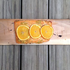 Cedar Planked Salmon with Maple Mustard Glaze