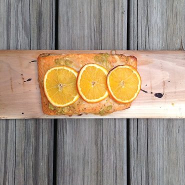 Cedar Planked Salmon with Maple Mustard Glaze