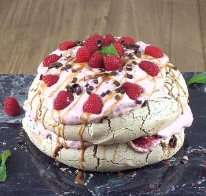 Double Chocolate Pavlova with Raspberry Cream