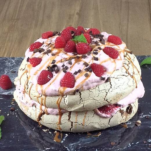 Double Chocolate Pavlova with Raspberry Cream