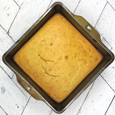 Fully baked cornbread in 8x8 baking dish