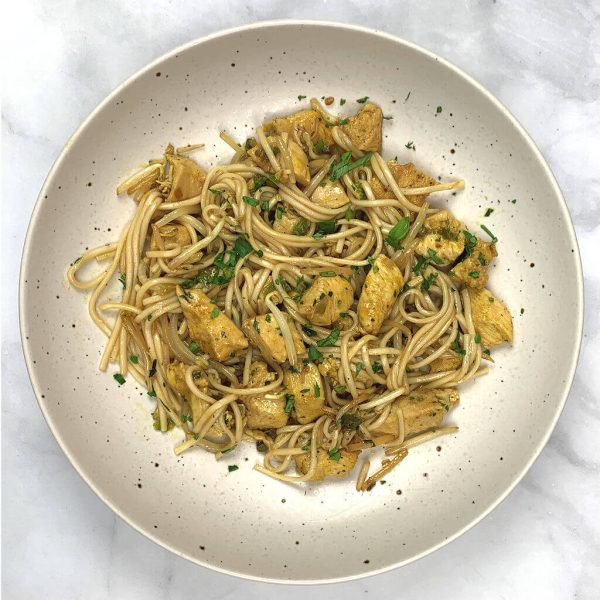 Udon Noodles with Chicken & Bean Sprouts