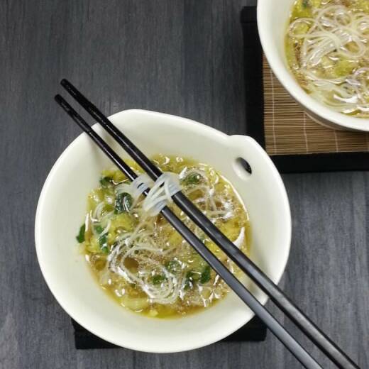 Bok Choy Cabbage Soup with Rice Noodles