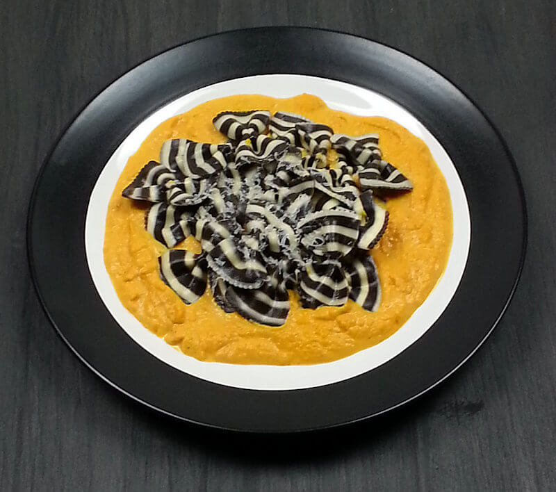 Zebra Pasta with Pumpkin Cream Sauce