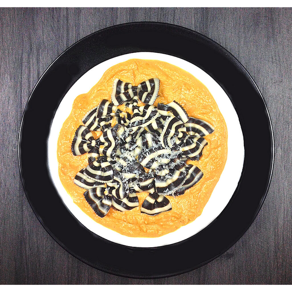 Zebra Pasta with Pumpkin Cream Sauce