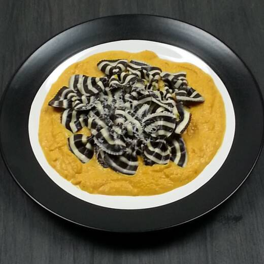 Zebra Pasta with Pumpkin Cream Sauce