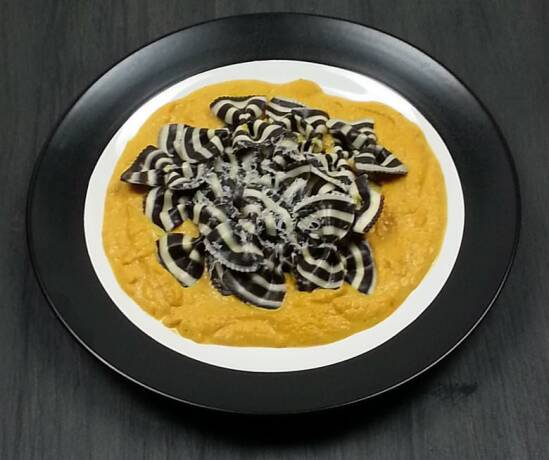 Zebra Pasta with Pumpkin Cream Sauce