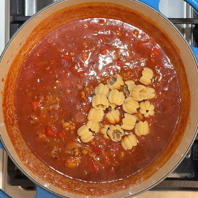 Step 5 - Add the pasta and cook the soup until the pasta is al dente.