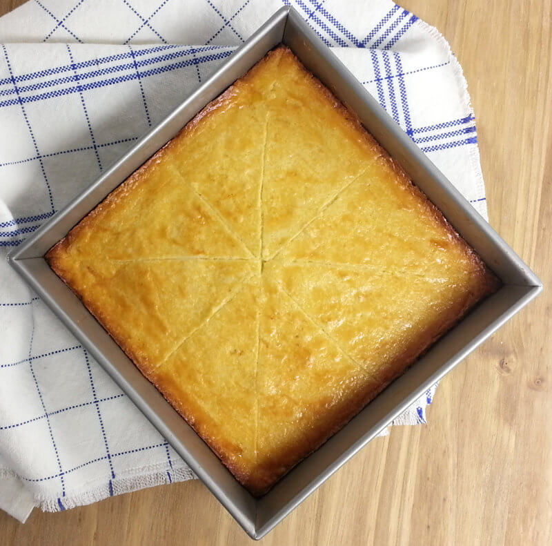Entire boterkoek in square form.