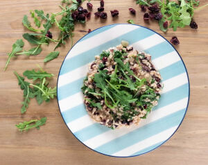 Coconut RIsotto with Cranberries and Arugula