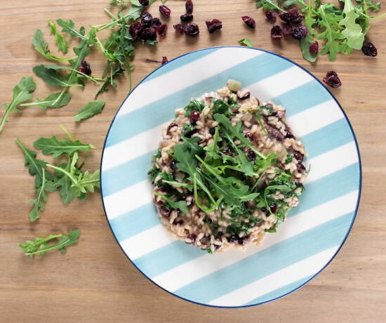 Coconut RIsotto with Cranberries and Arugula