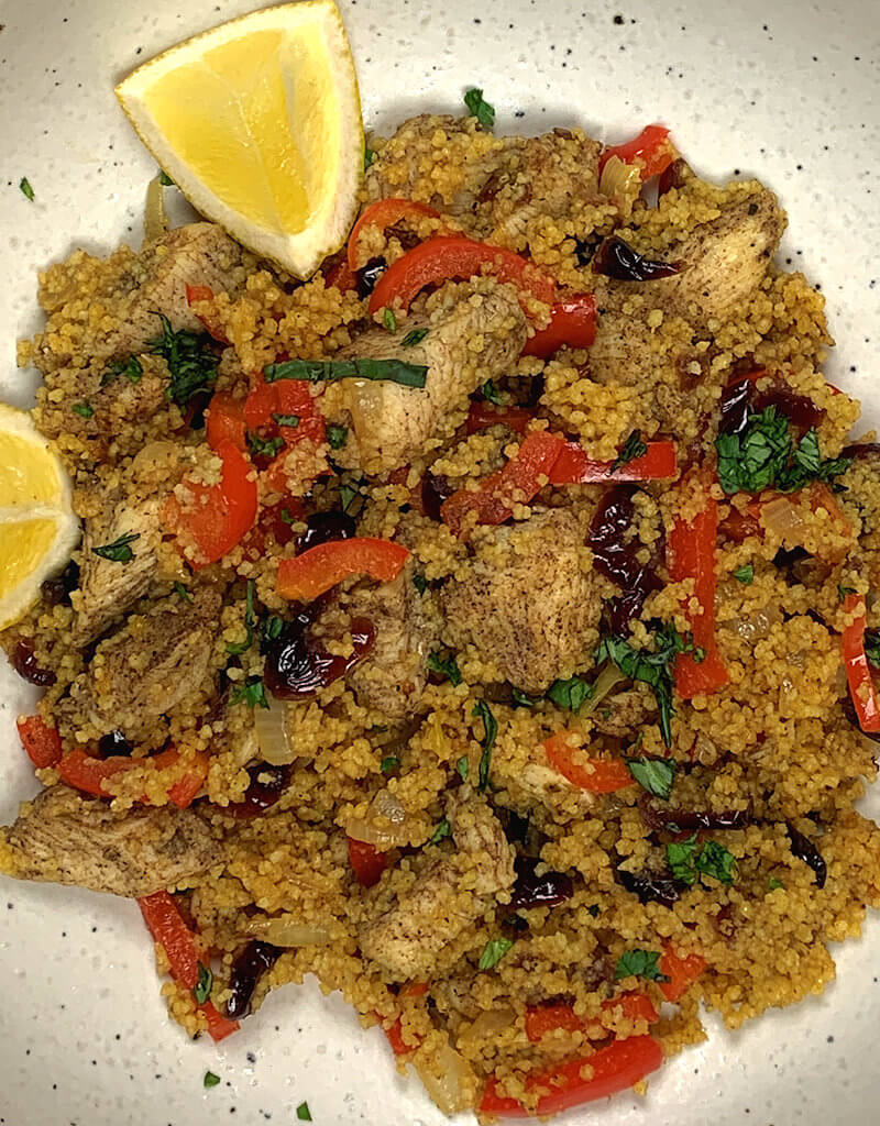 Close-up image of Mediterranean Chicken Couscous