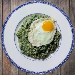 Spinach Risotto with Fried Egg