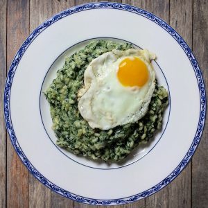 Spinach Risotto with Fried Egg