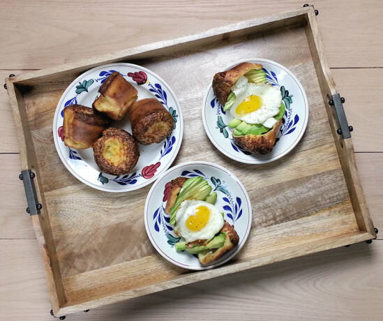 Cheddar Popover Sandwich with Avocado and Fried Egg