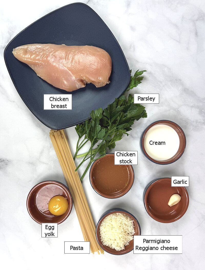 Key ingredients to make Chicken Tagliatelle Alfredo