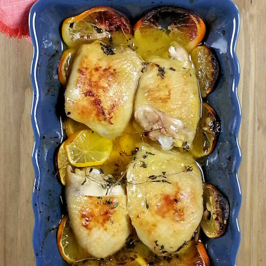 Roasted Chicken with Blood Oranges and Meyer Lemons