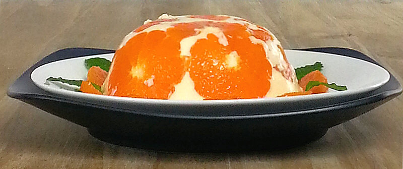 Side view of White Chocolate Mousse with Mandarin