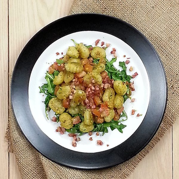 Stir-Fried Gnocchi with Arugula & Pancetta