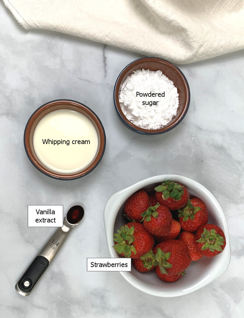 Ingredients to make Strawberry Mousse for Two