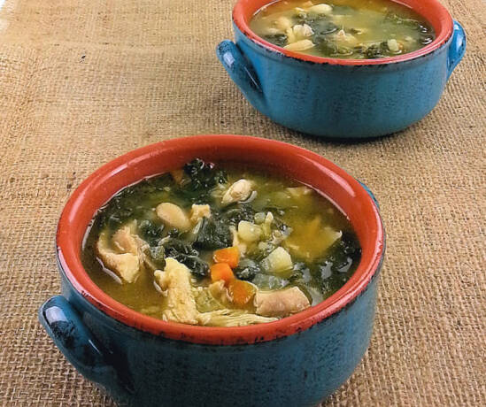 Chicken Soup with Potato White Beans and Spinach