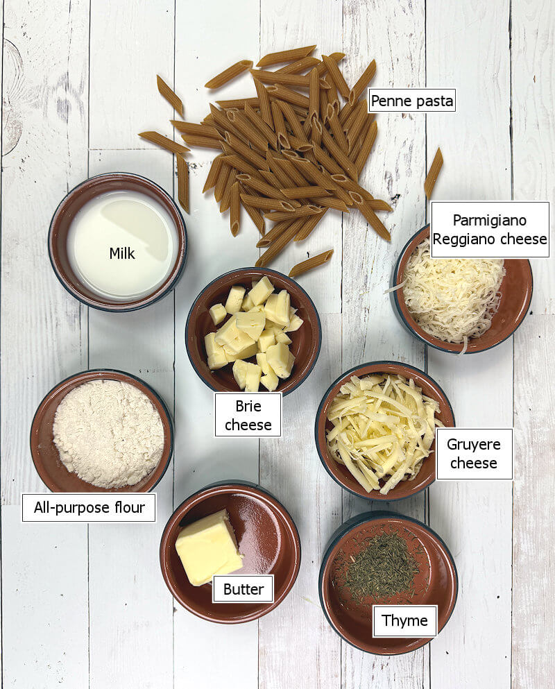 Key ingredients to make Three European Cheese Penne