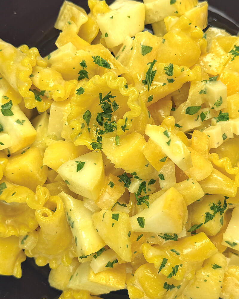 Close up of Yellow Spring Pasta Salad