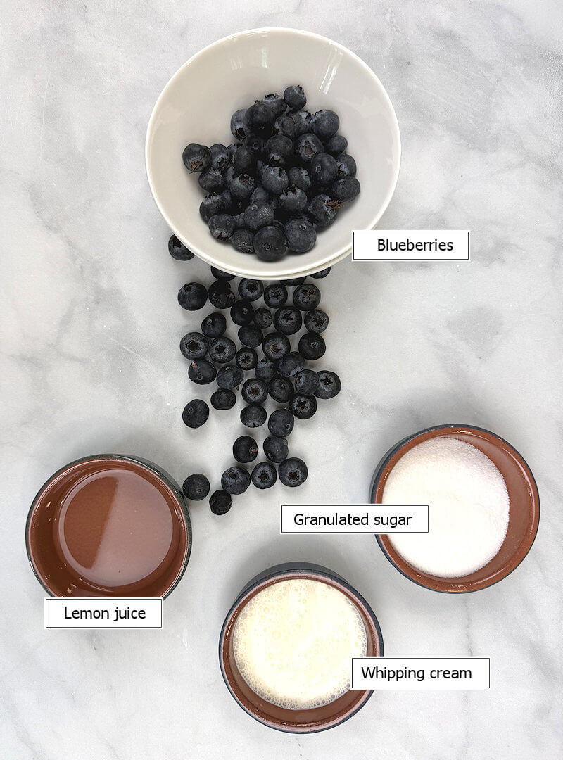 key ingredients to make Blueberry Fool for Two