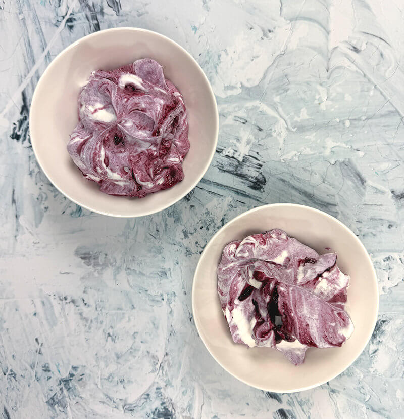Two bowls with blueberry fool