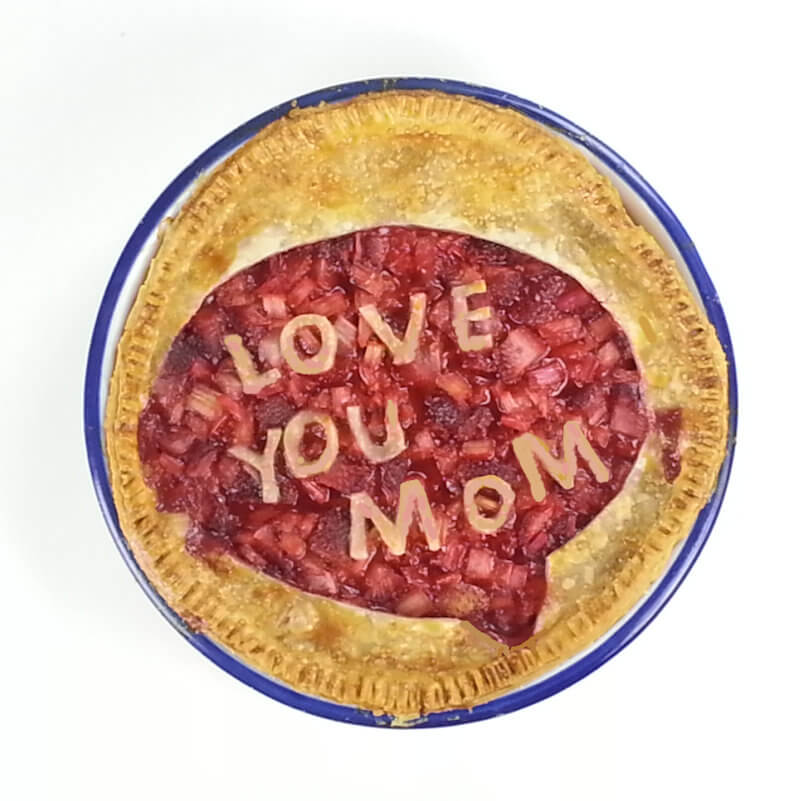 Top down image of Red Berries and Rhubarb Pie