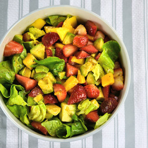 Strawberry Mango, Avocado Salad & Balsamic Mustard Dressing