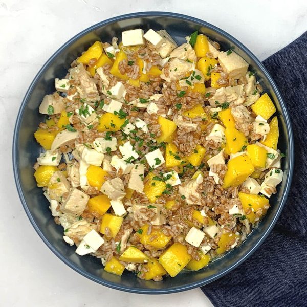 Farro Salad with Mango, Chicken & Feta