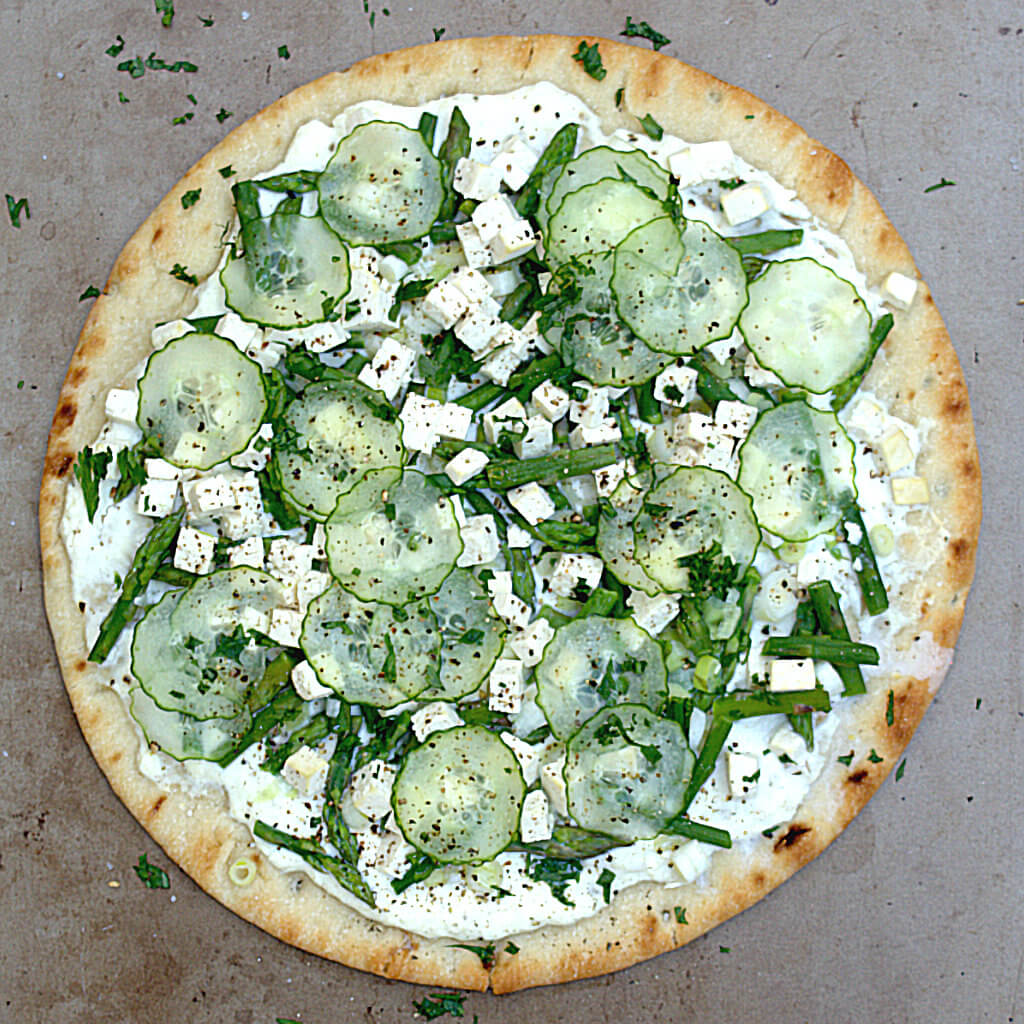 Green Garden Pizza with Ricotta & Tofu