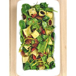 Pasta Salad with Asparagus, Spinach and salami