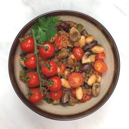 Three-Bean Bake with Tomato & Beef