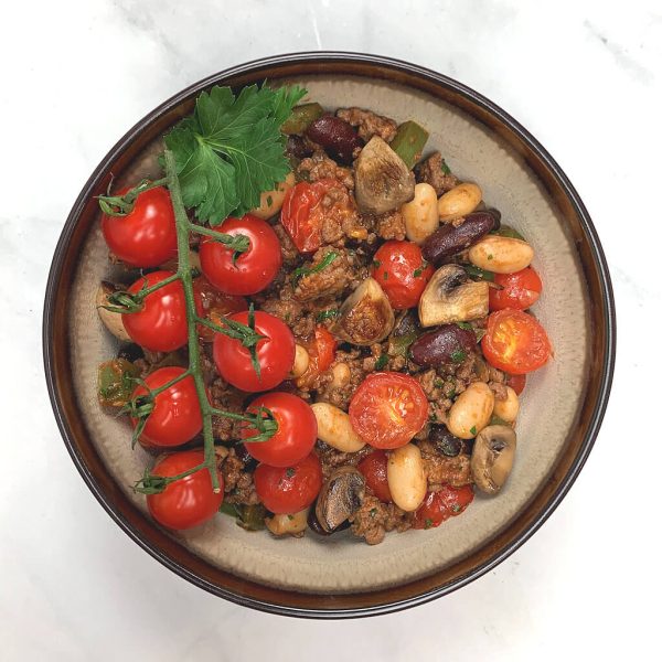 Three-Bean Bake with Tomato & Beef