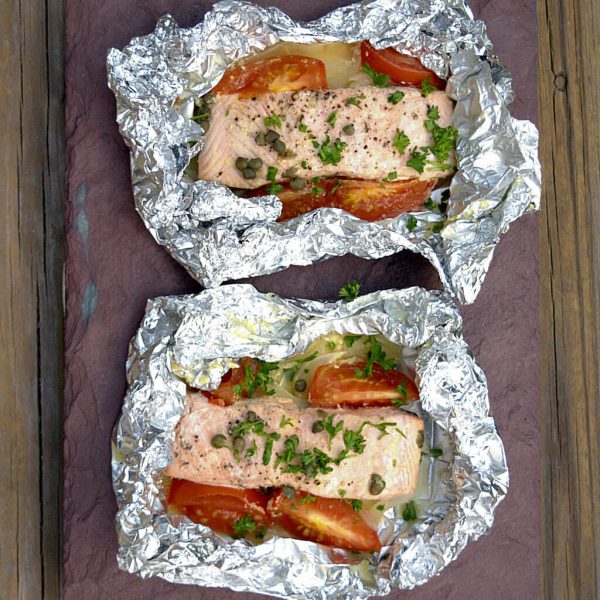Grilled Salmon with Wine in Foil