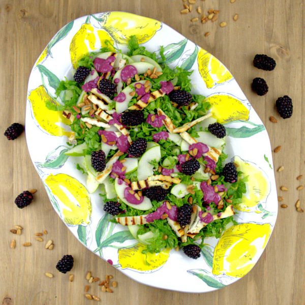 Salad with Grilled Halloumi and Blackberry Dressing