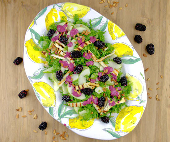 Salad with Halloumi & Blackberry Dressing