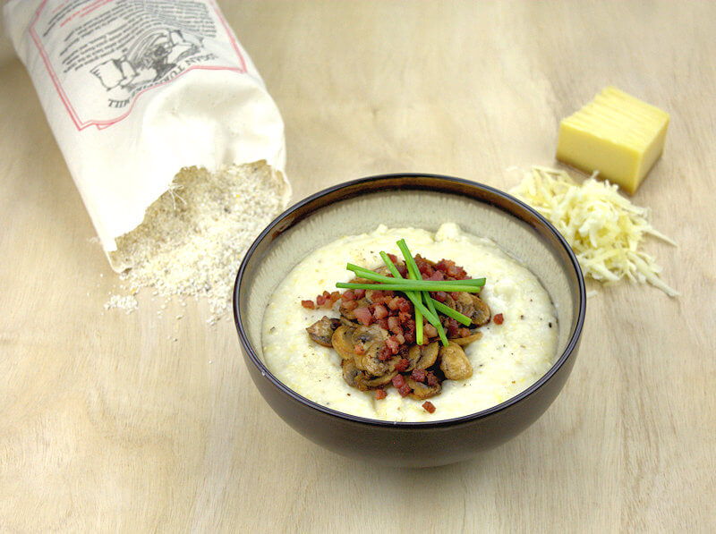 Bowl with Gruyere Grits with Mushroom & Bacon