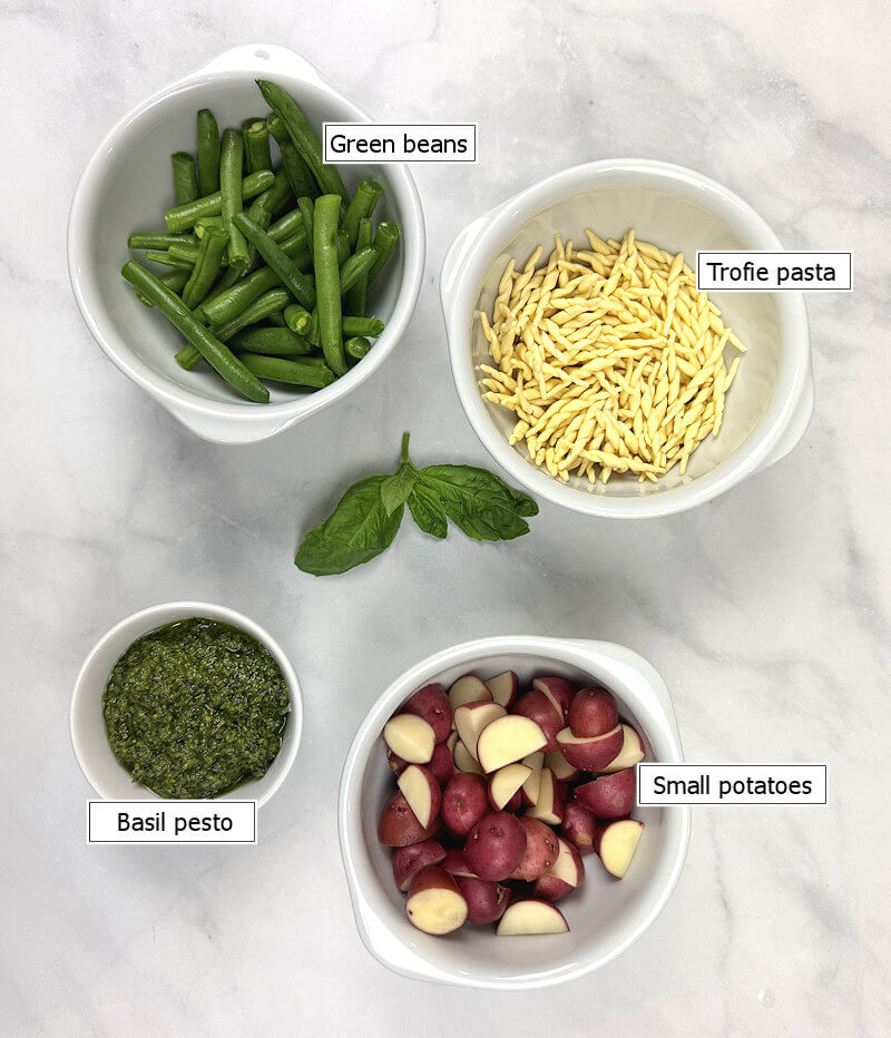 Key ingredients to make Trofe al Pesto Genovese
